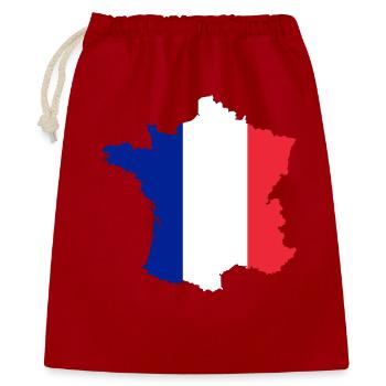 Frankreich Kartenflagge ✅ Frankreich Kartenflagge ✔ - Geschenkbeutel aus Baumwolle (40 x 50 cm) - Rot - Vorne