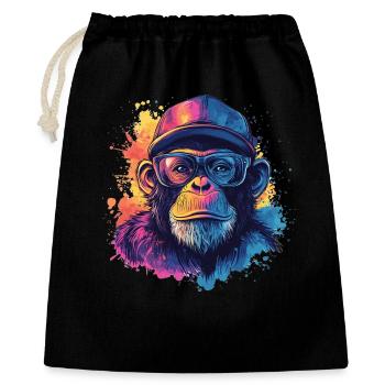 Wasserfarben Hipster Affe - Geschenkbeutel aus Baumwolle (40 x 50 cm) - Schwarz - Vorne