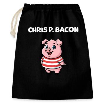 Chris P. Bacon - Cute Pig - Geschenkbeutel aus Baumwolle (40 x 50 cm) - Schwarz - Vorne