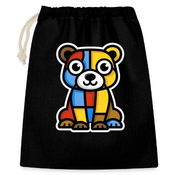 Image colorée et stylisée d’un ours - Sac cadeau 40 x 50 cm - noir - Devant