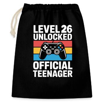 Level 26 freigeschalteter offizieller Teenager - Geschenkbeutel aus Baumwolle (40 x 50 cm) - Schwarz - Vorne