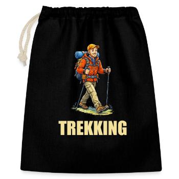 Illustration d’aventurier en randonnée - Sac cadeau 40 x 50 cm - noir - Devant