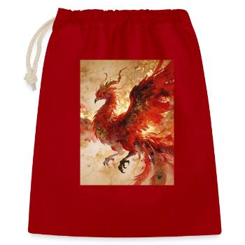 Der Sonnenherr: Phönix (Fenghuang) – Harmon - Geschenkbeutel aus Baumwolle (40 x 50 cm) - Rot - Vorne