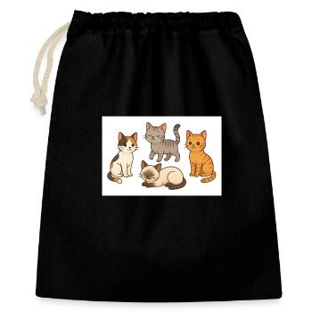 Chats Groupe de Quatre Dessin animé - Sac cadeau 40 x 50 cm - noir - Devant