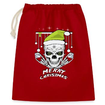 Crâne de Noël vert - Sac cadeau 40 x 50 cm - rouge - Devant