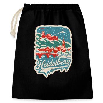 Heidelberg Winterlandschaft   - Geschenkbeutel aus Baumwolle (40 x 50 cm) - Schwarz - Vorne