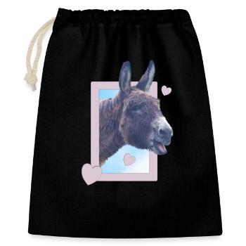 Pastel Donkey in Picture Frame Donkey and Hearts - Gift Bag 40 x 50 cm - black - Front