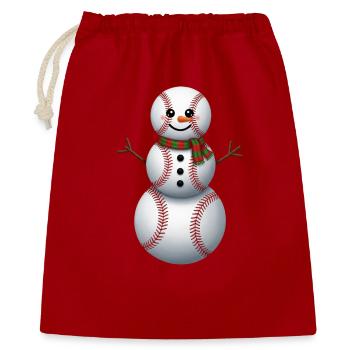 Cartoon Baseball Schneemann - Geschenkbeutel aus Baumwolle (40 x 50 cm) - Rot - Vorne