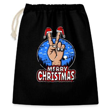 Frohes Weihnachten Peacezeichen Motiv - Geschenkbeutel aus Baumwolle (40 x 50 cm) - Schwarz - Vorne