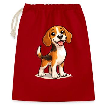 Beagle Hund Süß Lustig Fun Design - Geschenkbeutel aus Baumwolle (40 x 50 cm) - Rot - Vorne