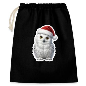 La chouette des neiges sage dans l’humeur de Noël - Sac cadeau 40 x 50 cm - noir - Devant