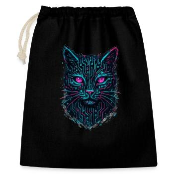 Cyberpunk Cat Circuit Board Techwear Neon - Gift Bag 40 x 50 cm - black - Front