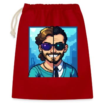 JUNGE TRIFFT JUNGE – nette Leute - Geschenkbeutel aus Baumwolle (40 x 50 cm) - Rot - Vorne