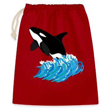 Orca-Druck - Geschenkbeutel aus Baumwolle (40 x 50 cm) - Rot - Vorne