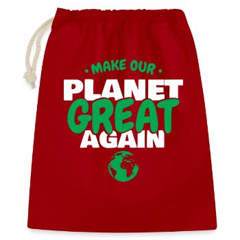 Make Our Planet Great Green Earth Ecology Art - Geschenkbeutel aus Baumwolle (40 x 50 cm) - Rot - Vorne