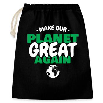 Make The Planet Green Again Ecology Earth Art - Geschenkbeutel aus Baumwolle (40 x 50 cm) - Schwarz - Vorne