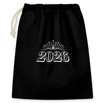 Logo du Nouvel An 2026 - Sac cadeau 40 x 50 cm - noir - Devant