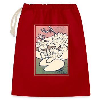 Illustration de nénuphar – Tranquillité et nature - Sac cadeau 40 x 50 cm - rouge - Devant