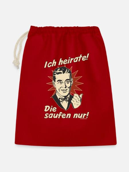 Retro-Eheversprechen mit Trinkmotiv - Geschenkbeutel aus Baumwolle (40 x 50 cm) - Rot