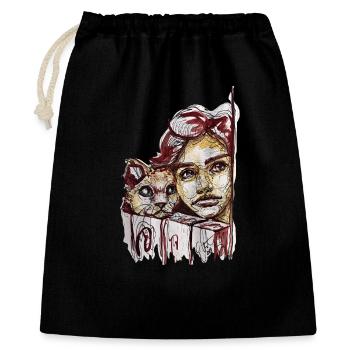 Kitty illustration watercolor carographic - Gift Bag 40 x 50 cm - black - Front