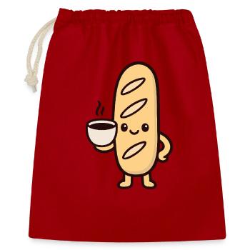 Mascotte Kaffee-Baguette - Geschenkbeutel aus Baumwolle (40 x 50 cm) - Rot - Vorne