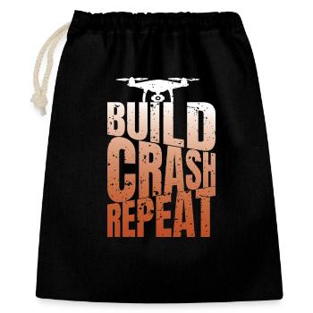 Drohne Build Crash Repeat Drone Pilot - Geschenkbeutel aus Baumwolle (40 x 50 cm) - Schwarz - Vorne