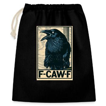 Funny Black Crow Bird with F-Caw-F Saying - Gift Bag 40 x 50 cm - black - Front