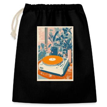 Retro-Vinyl-Gartenszene - Geschenkbeutel aus Baumwolle (40 x 50 cm) - Schwarz - Vorne