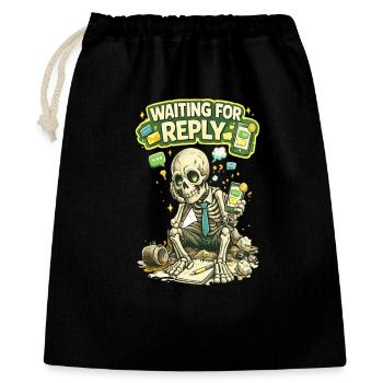 Waiting for Reply Funny Skeleton Phone Shirt - Sac cadeau 40 x 50 cm - noir - Devant