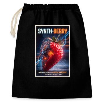 Baie synthétique : Fraise cybernétique - Sac cadeau 40 x 50 cm - noir - Devant