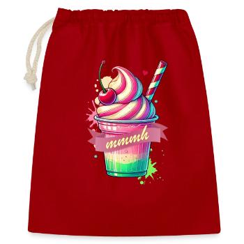 Verführerische Verlockung:bunter Milchshake - Geschenkbeutel aus Baumwolle (40 x 50 cm) - Rot - Vorne