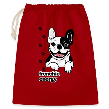 Frenchie Energy - Geschenkbeutel aus Baumwolle (40 x 50 cm) - Rot - Vorne