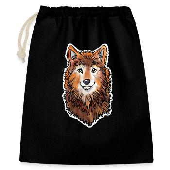 Tête de loup (fourrure brune) - Sac cadeau 40 x 50 cm - noir - Devant