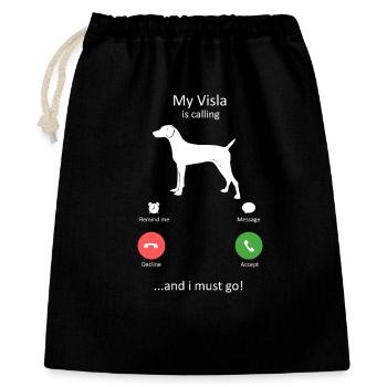 Vizsla ruft lustig an, eingehender Telefonbildschirm - Geschenkbeutel aus Baumwolle (40 x 50 cm) - Schwarz - Vorne