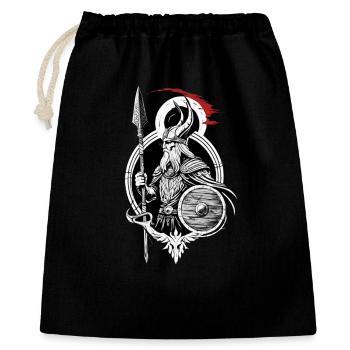 Schildwall Krieger - Wikinger mit Speer Design - Geschenkbeutel aus Baumwolle (40 x 50 cm) - Schwarz - Vorne