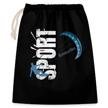 Kitesurfen - Geschenkbeutel aus Baumwolle (40 x 50 cm) - Schwarz - Vorne