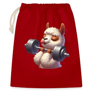 Süße Lama Alpaka Hantel Workout Fitness - Geschenkbeutel aus Baumwolle (40 x 50 cm) - Rot - Vorne