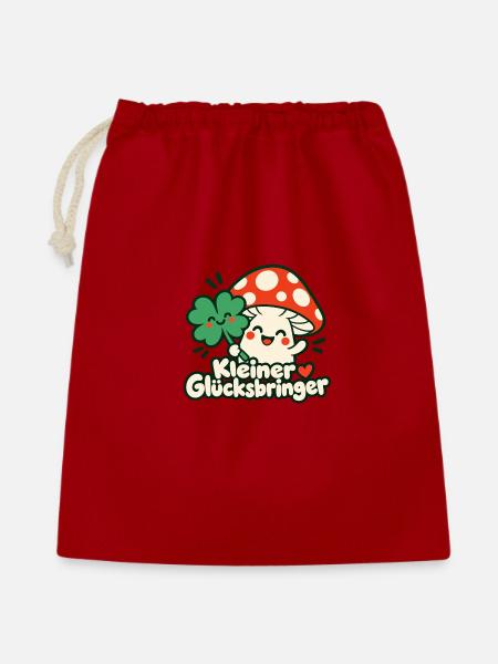 Kleiner Glücksbinger Pilzfreude - Geschenkbeutel aus Baumwolle (40 x 50 cm) - Rot
