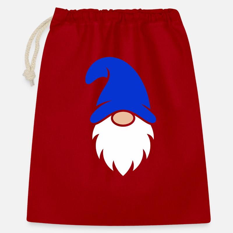 Breloque Gnome barbu bleu - Sac cadeau 40 x 50 cm - rouge