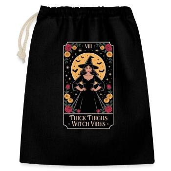 Dicke Oberschenkel Hexenvibes Tarot - Geschenkbeutel aus Baumwolle (40 x 50 cm) - Schwarz - Vorne