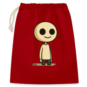 Schlichte Comic Figur mit rundem Kopf - Geschenkbeutel aus Baumwolle (40 x 50 cm) - Rot - Vorne