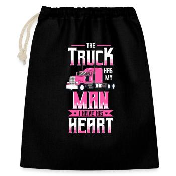 Pink Truck Heart Love Grafik - Geschenkbeutel aus Baumwolle (40 x 50 cm) - Schwarz - Vorne