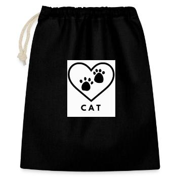 Katzenliebe gross - Geschenkbeutel aus Baumwolle (40 x 50 cm) - Schwarz - Vorne
