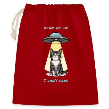 Irritated Cat & UFO Beam – “Beam Me Up” Meme - Gift Bag 40 x 50 cm - red - Front
