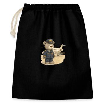 Lord Petzi Pilot - Geschenkbeutel aus Baumwolle (40 x 50 cm) - Schwarz - Vorne