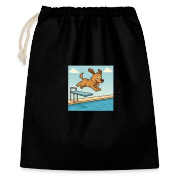 Playful dog jumping into the water - Gift Bag 40 x 50 cm - black - Front
