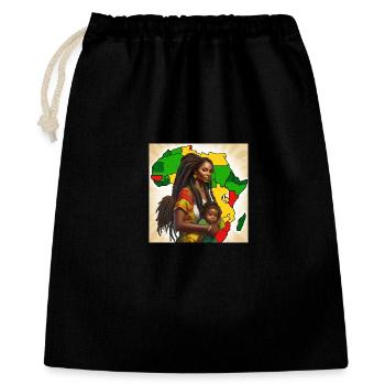 Afrikanisches Mädchen und Frau in kultureller Allianz - Geschenkbeutel aus Baumwolle (40 x 50 cm) - Schwarz - Vorne