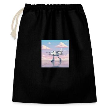 Avion sur patins à roulettes avec le sourire - Sac cadeau 40 x 50 cm - noir - Devant