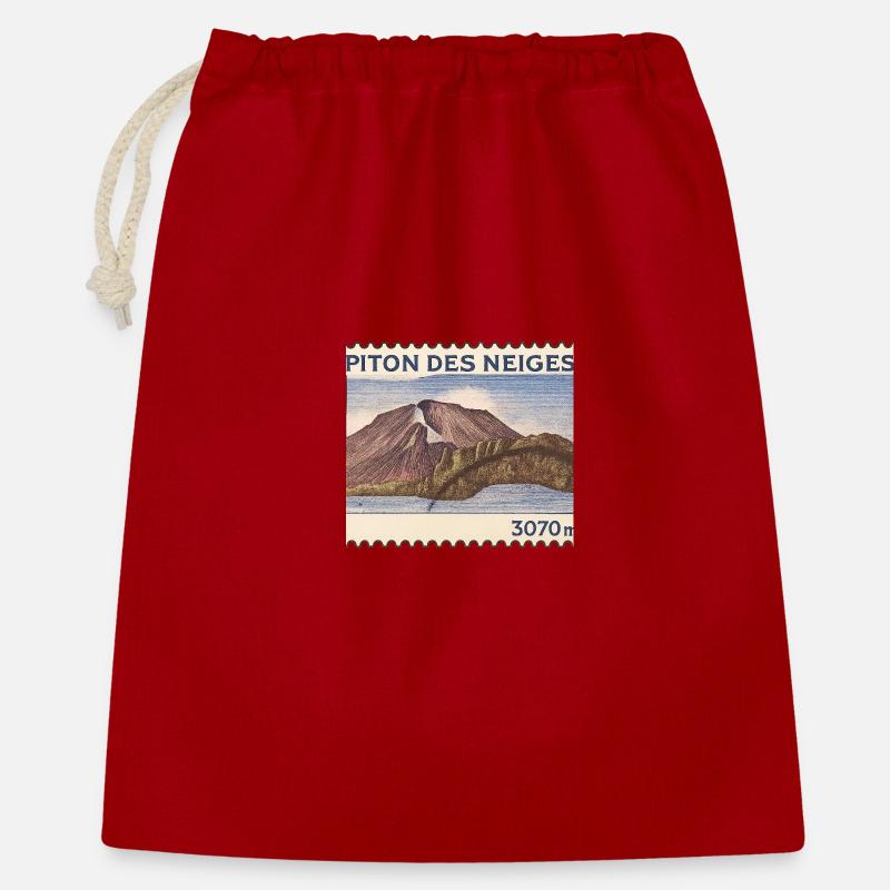 Piton des Neiges Stempel - Geschenkbeutel aus Baumwolle (40 x 50 cm) - Rot