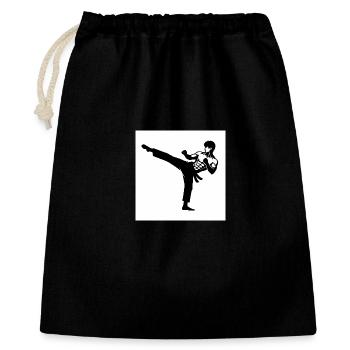 Kicking Silhouette Karate - Geschenkbeutel aus Baumwolle (40 x 50 cm) - Schwarz - Vorne